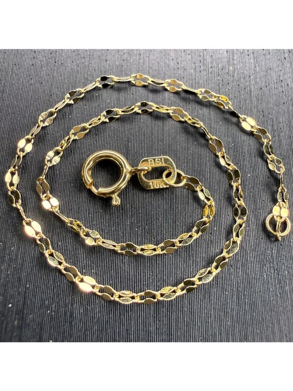10k Solid Yellow Italian Gold Mirror Link Bracelet 6" Long 1.5mm Wide